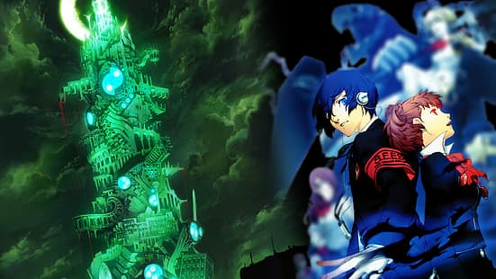 Persona 3, Persona 3 Portable, Yuuki Makoto, синя коса, Aegis, Aigis, Kirijou Mitsuru, HD тапет HD wallpaper