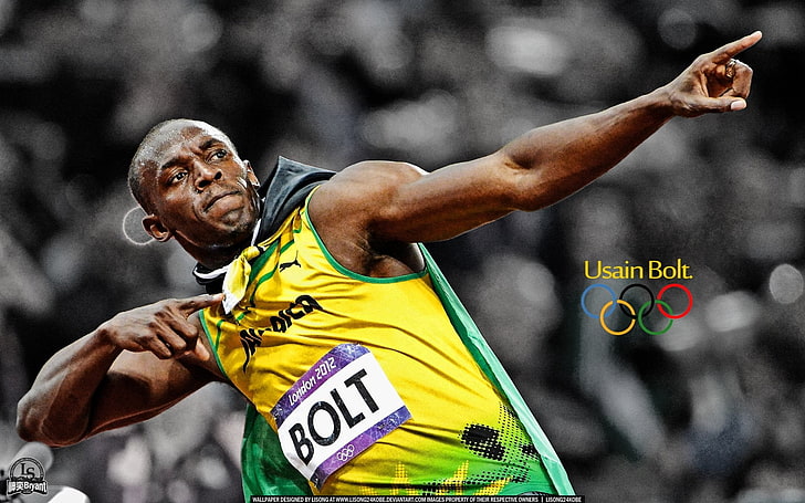gul och grön Jamaica Bolt-tröja för herrar, friidrott, Usain Bolt, HD tapet