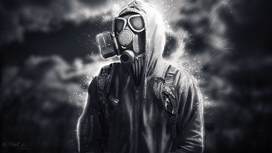 gas masks, digital art, artwork, hoods, HD wallpaper HD wallpaper