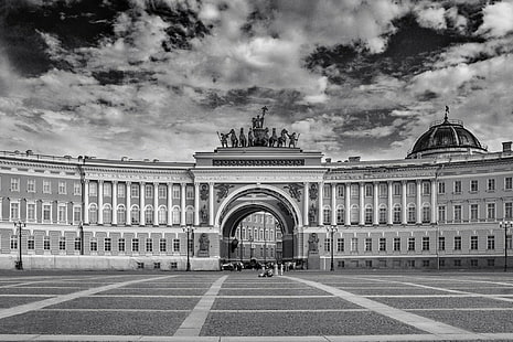 monokrom, monumen, Rusia, St. Petersburg, Leningrad, Wallpaper HD HD wallpaper