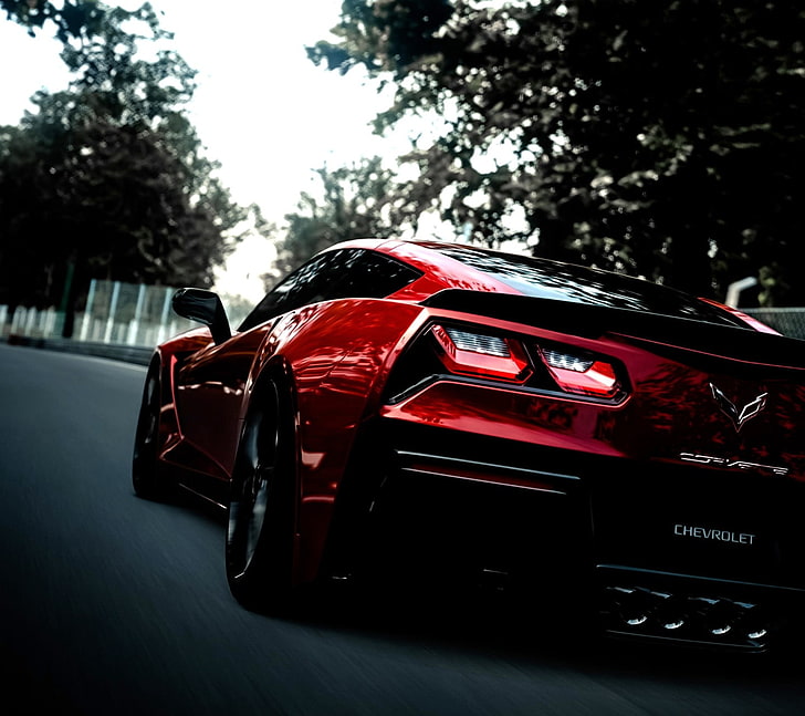 червено Corvette купе, Corvette, HD тапет