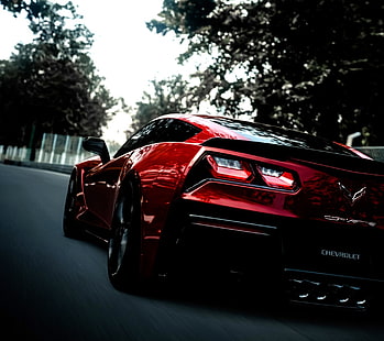 czerwona Corvette coupe, Corvette, Tapety HD HD wallpaper