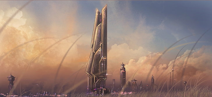 ilustracja statek kosmiczny, futurystyczny, Tapety HD