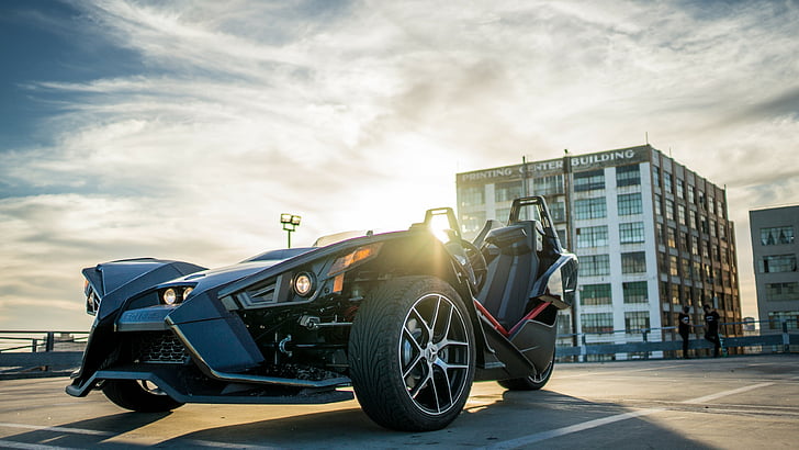 black and red 3-wheel motorcycle at daytime, Polaris Slingshot, limited edition, black, HD wallpaper