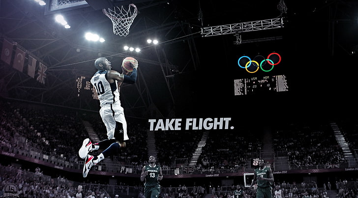 Kobe Bryant prendre son envol, fond d'écran numérique de joueur de basket-ball, Sports, Basketball, kobe, bryant, mamba noir, kobe bryant, 24, kobe usa, braynt usa, équipe usa, Fond d'écran HD