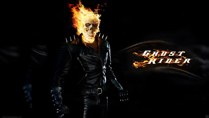 Ghost Rider, Skull, Fire, ghost rider, череп, огън, HD тапет