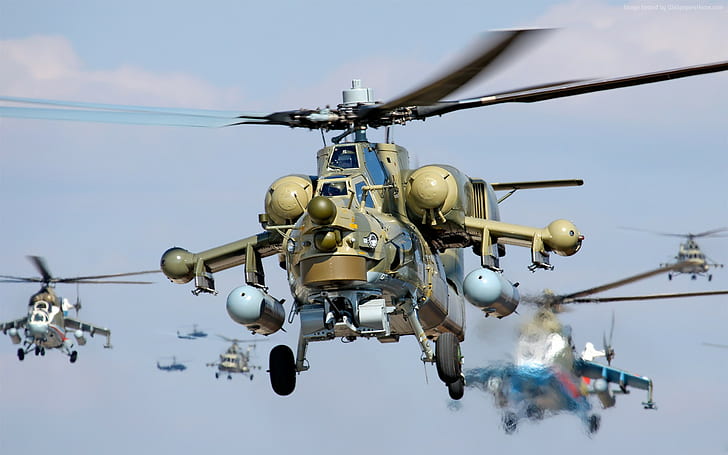 Штурмовой вертолет Ми-28, Российская Армия, HD обои