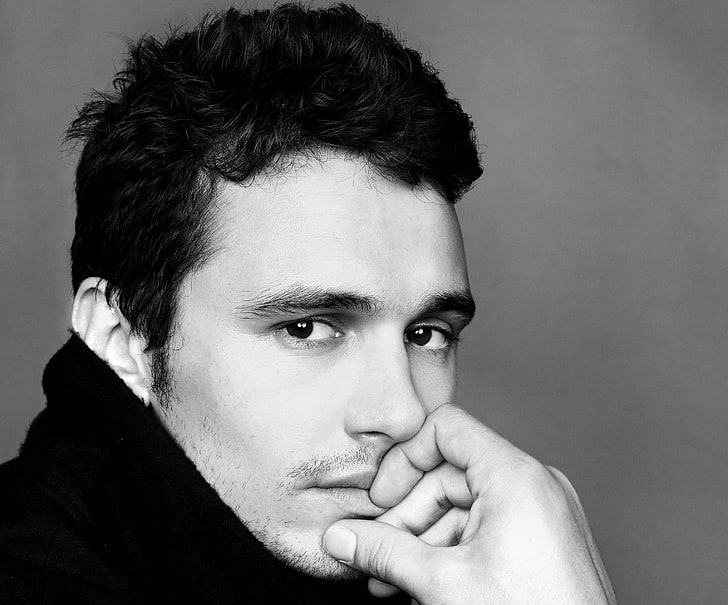 actor, black and white, male, James Franco, HD wallpaper