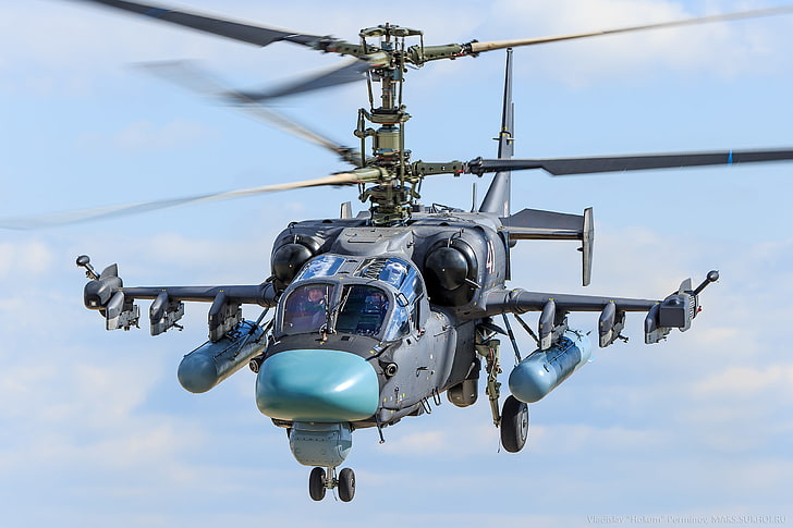 grey and black helicopter, Helicopter, Russian, Alligator, Shock, Hokum B, Vladislav Perminov, KA-52, HD wallpaper