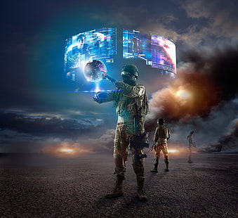 4 K, Soldat, Zukunft, Virtuelle Technologie, Virtuelle Realität, HD-Hintergrundbild HD wallpaper