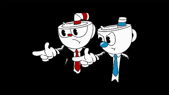 иллюстрация двух белых чашек, Cuphead (видеоигра), Криминальное чтиво, юмор, HD обои HD wallpaper