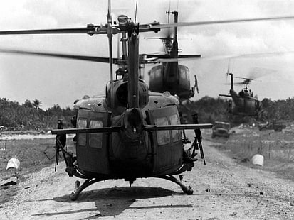 軍用ヘリコプター、ベルUH-1イロコイ、 HDデスクトップの壁紙 HD wallpaper