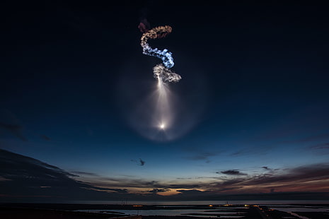 SpaceX, rakieta, fotografia, noc, Tapety HD HD wallpaper