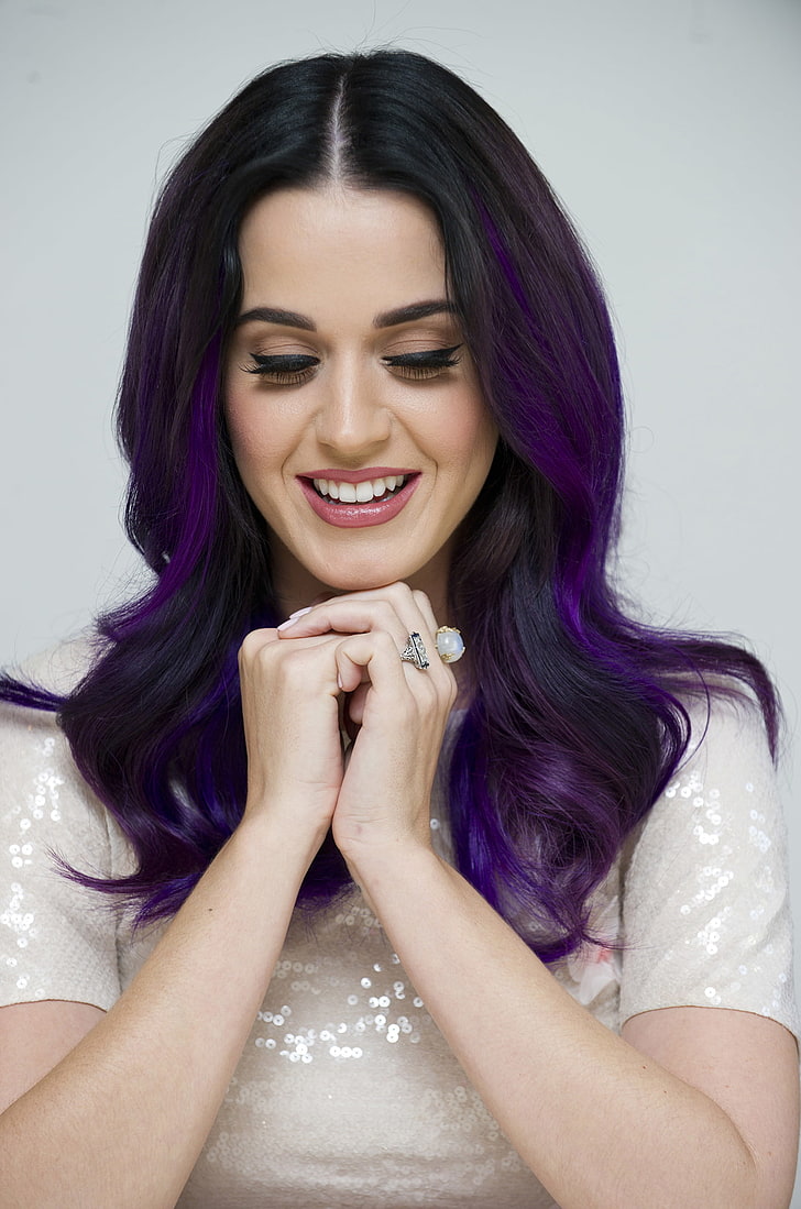 Katy Perry, sångare, färgat hår, HD tapet, telefon tapet
