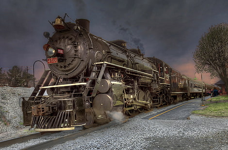 vehículo, locomotora de vapor, naturaleza, ferrocarril, árboles, estación de tren, Fondo de pantalla HD HD wallpaper