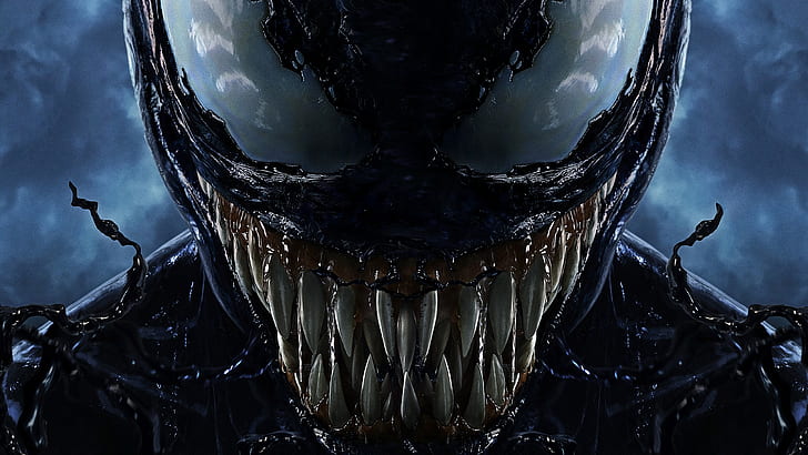 latar belakang, fiksi, gigi, sedang, poster, horor, Tom Hardy, Venom, symbiote, Wallpaper HD
