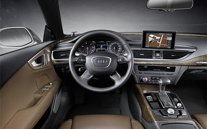 черен и сив салон на автомобил Audi, автомобил, Audi, HD тапет