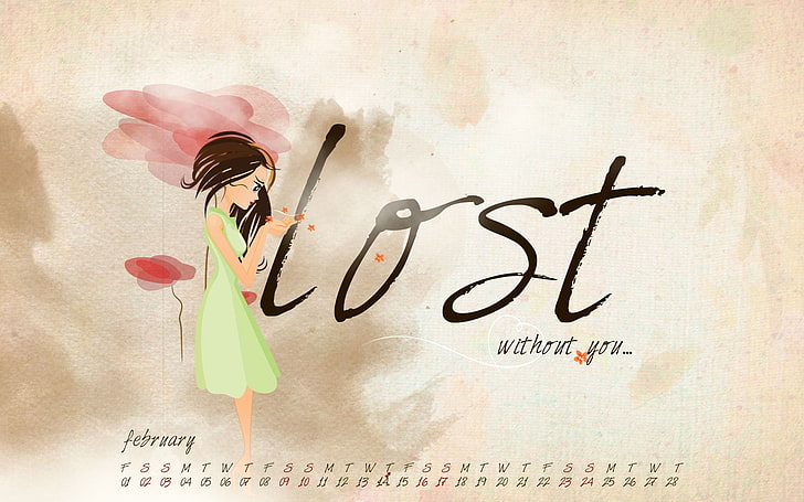 Verloren ohne dich, verloren mit dir Plakat, Kalender, Februar 2013, HD-Hintergrundbild