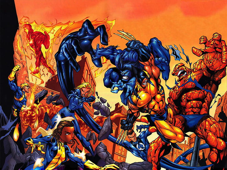 X-men HD, fantastic 4 illustration, comics, x, men, HD wallpaper