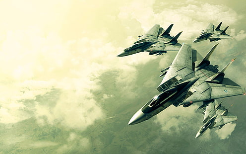 Ace Combat, Ace Combat 5: a guerra desconhecida, Grumman F-14 Tomcat, HD papel de parede HD wallpaper