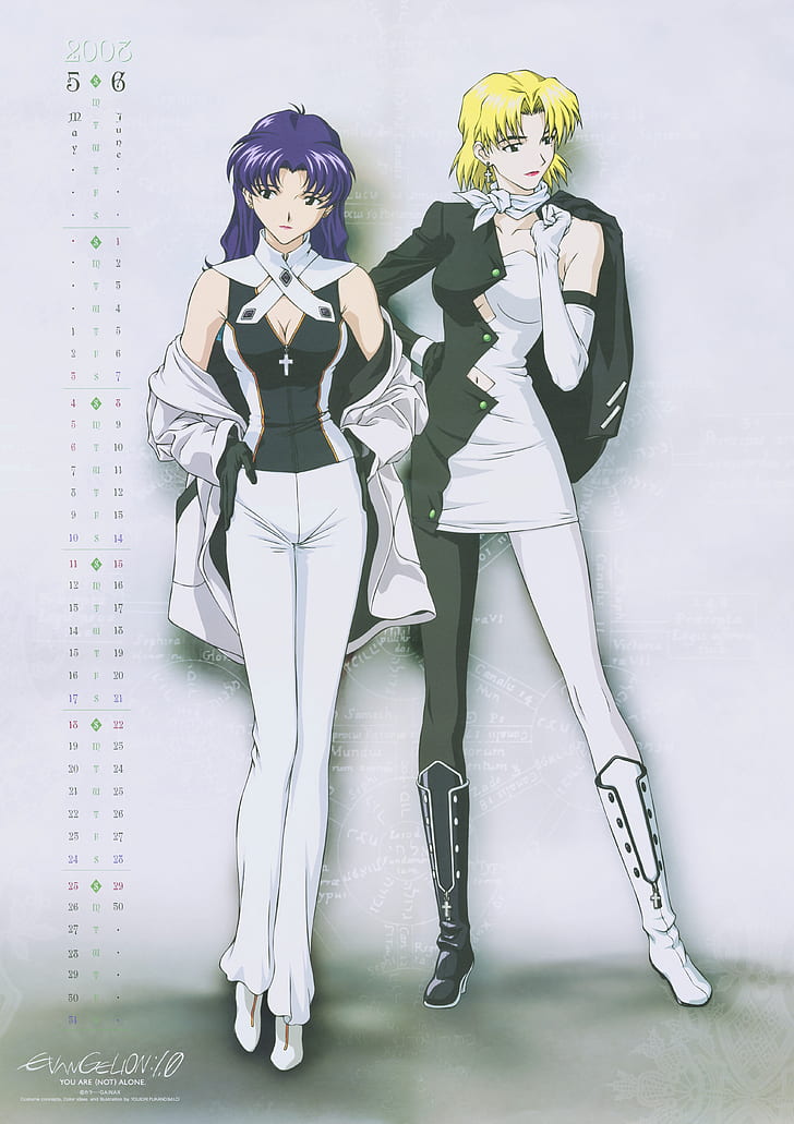 Akagi Ritsuko, Katsuragi Misato, Evangelion:1.0, HD wallpaper
