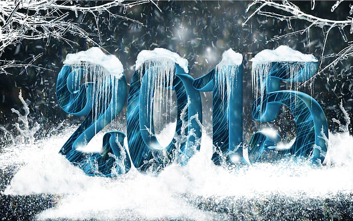 新しい年2015年、雪、つらら、新しい年、2015年、雪、つらら、 HDデスクトップの壁紙