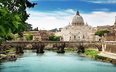 جسر القديس أنجيلو روما ، روما ، الفاتيكان، خلفية HD HD wallpaper