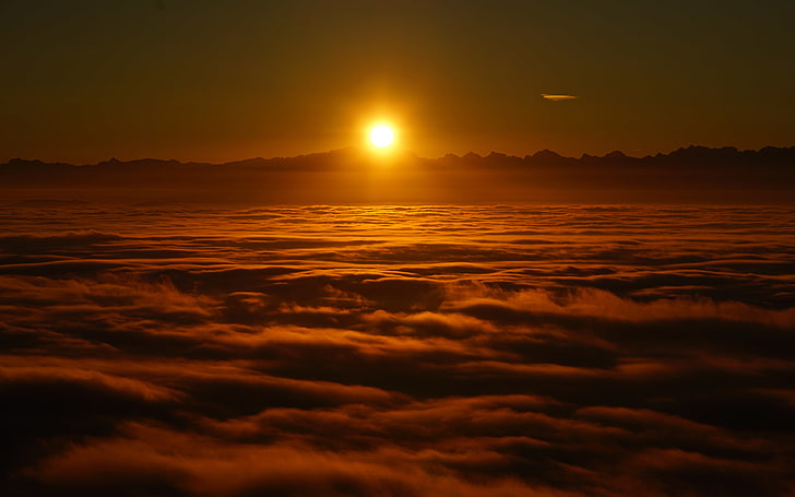 Matahari terbit di atas Awan 4K, matahari terbit, Awan, Di atas, Wallpaper HD