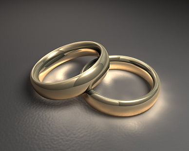 gold-colored wedding band, ring, pair, gold, wedding, HD wallpaper HD wallpaper