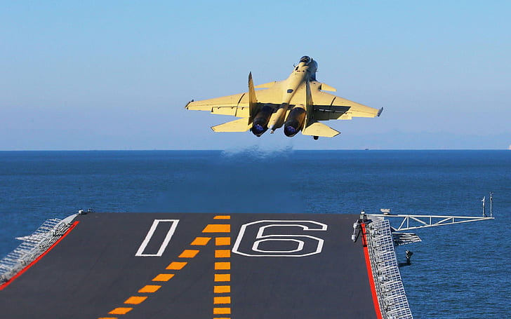 China Navy Aircraft Carrier Liaoning First Landing And Takeoff J15 2012 Military Featured Wallpaper 2560×1600, HD wallpaper