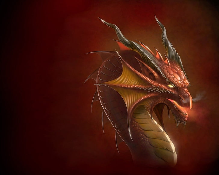 Dragon, Red, Head, HD wallpaper