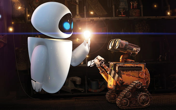 WALL E و EVE HD ، والأفلام ، والجدار ، و e ، و eve ، و pixars، خلفية HD