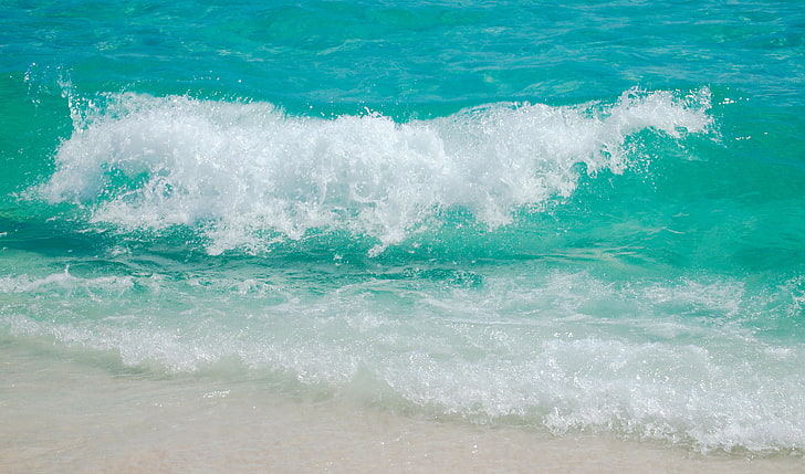 вълна, море, вълни, пяна, плаж, HD тапет