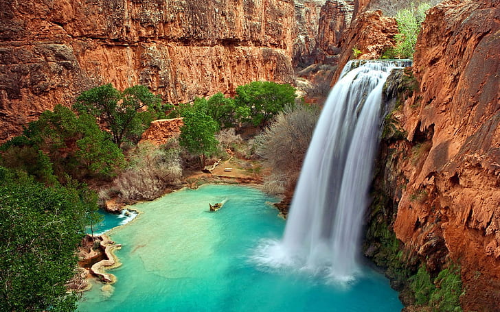 Arizona Waterfalls, waterfalls, arizona, waterfalls, nature and landscape, HD wallpaper