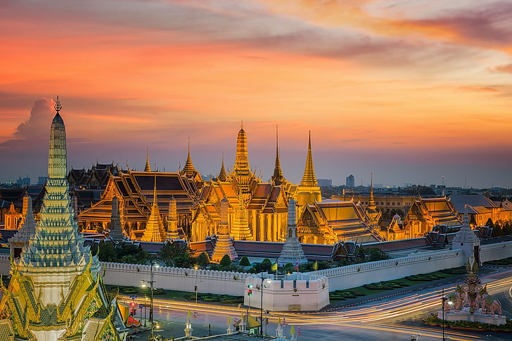 sunset, the evening, Bangkok, Thailand, megapolis, HD wallpaper