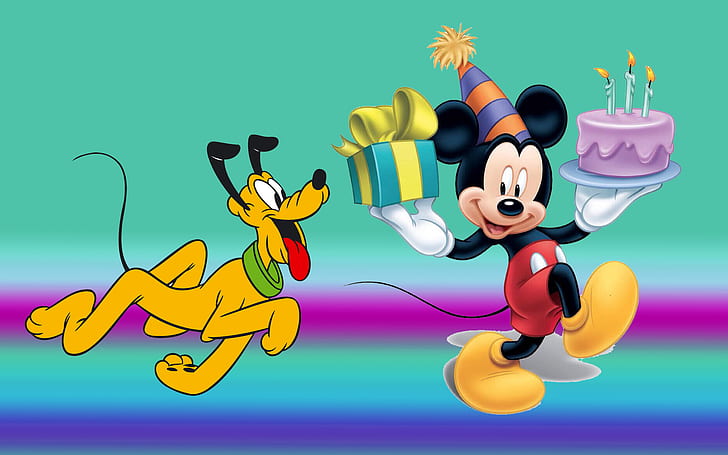 Mickey Mouse And Pluto Birthday Cake Celebration Gifts Desktop Wallpaper Hd 1920h1200, วอลล์เปเปอร์ HD