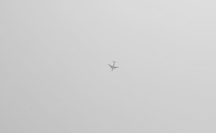 Самолет, бял самолет, двигатели, самолет, сив, самолет, HD тапет