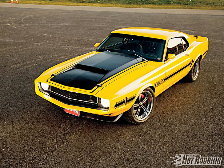 Fordon, Ford Mustang Boss Snake, Classic Car, Fastback, Ford, Hot Rod, Muscle Car, Yellow Car, HD tapet