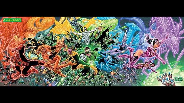 Green Lantern, Black Lantern, Blue Lantern, Indigo Lantern, Lantern Corps, Orange Lantern, Red Lantern, Violet Lantern, Yellow Lantern, HD wallpaper