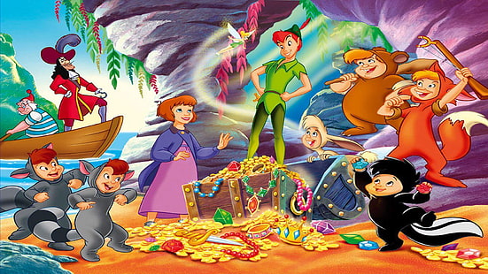Peter Pan 2 personaggi Captain Hook Smee e Wendy Darling Disney Hd Wallpaper.pictures 1920 × 1080, Sfondo HD HD wallpaper