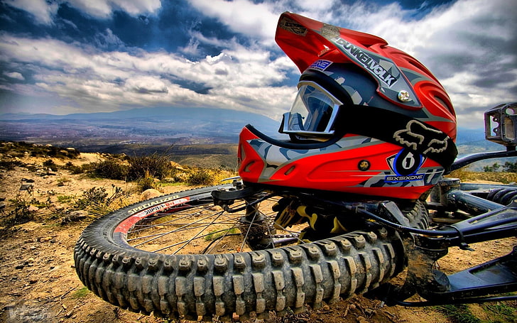 Casco rojo de motocross HD fondos de pantalla descarga gratuita |  Wallpaperbetter
