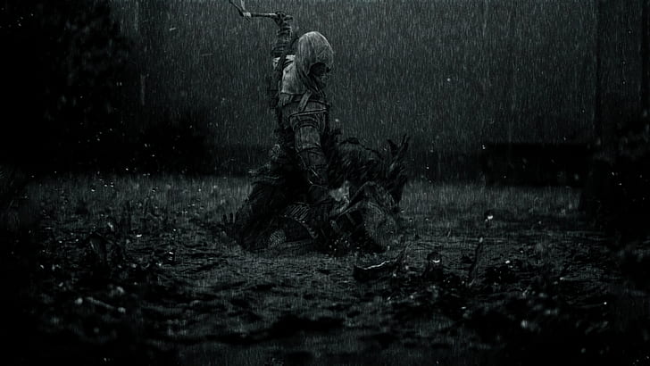 дождь, темный, убийца, кредо, ассасины, ассасин, кредо ассасинов, Assassin's Creed 3, Коннор, рыцарь, поднимается, Кенуэй, HD обои