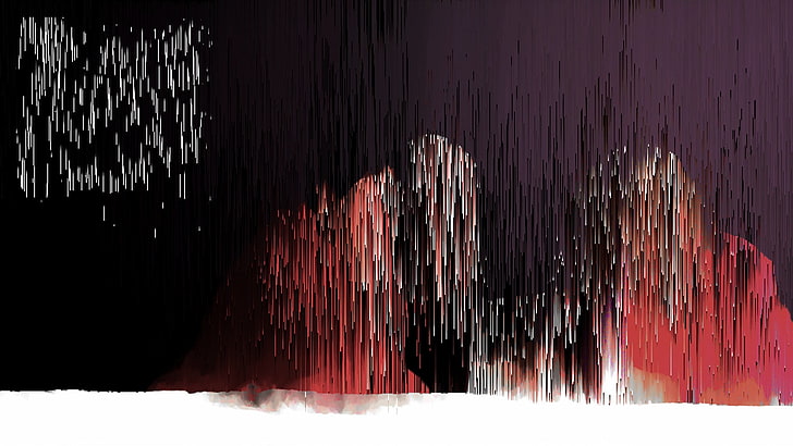 красная и черная абстрактная живопись, глитч-арт, пиксельная сортировка, HD обои