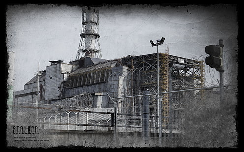 сива фабрична снимка, лула, сталкер, календар, Чернобил, HD тапет HD wallpaper