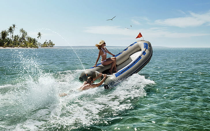 Lustiges Mann-Motor-Motorboot, lustig, Motor, Motorboot, HD-Hintergrundbild