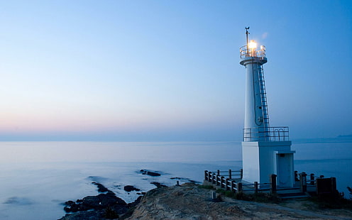 Northern Lighthouse, light house, lighthouse, beacon, ocean, animals, HD wallpaper HD wallpaper