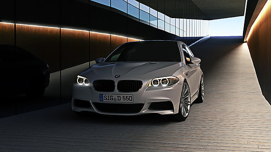 сив автомобил BMW, bmw, f10, xiv, HD тапет HD wallpaper