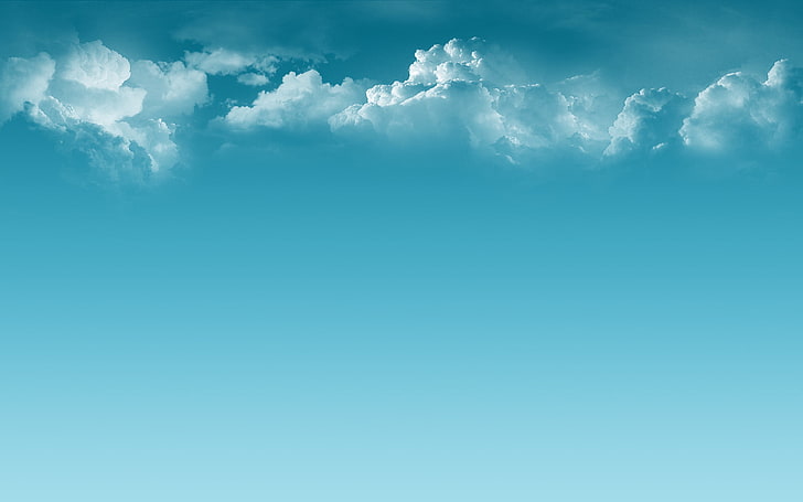 nuages ​​blancs, nuages, calme, minimalisme, bleu, paix, Fond d'écran HD