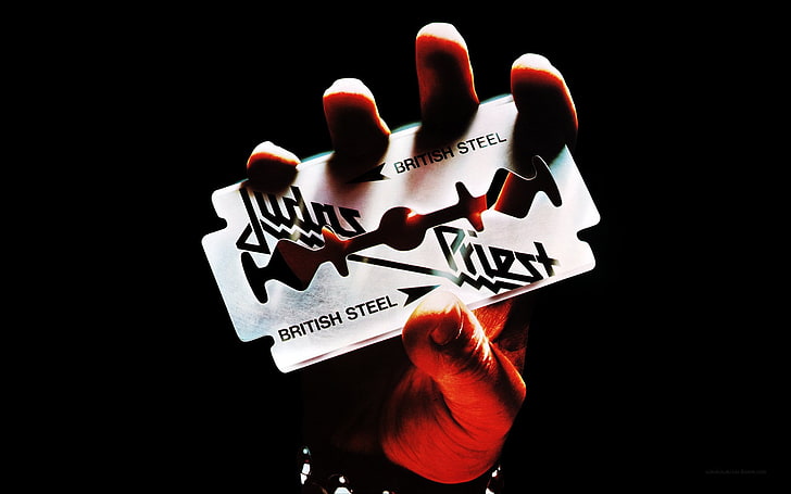 rasoio British Steel grigio e nero, Band (Music), Judas Priest, Cover Album, Hard Rock, Heavy Metal, Sfondo HD