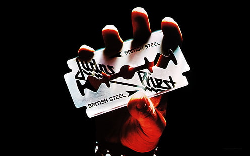 gray and black British Steel razor, Band (Music), Judas Priest, Album Cover, Hard Rock, Heavy Metal, HD wallpaper HD wallpaper